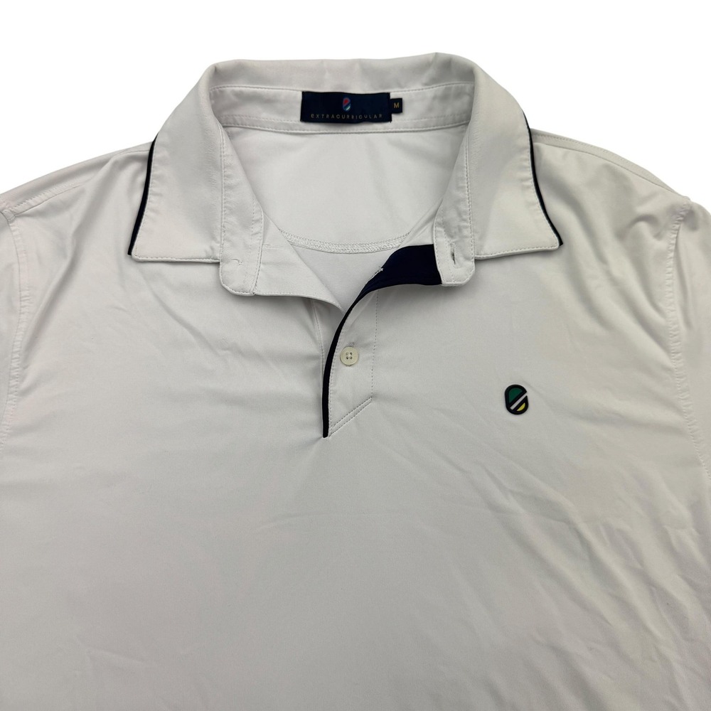 Extracurricular Polo Shirt Mens M White Performance Stretch Short Sleeve Golf